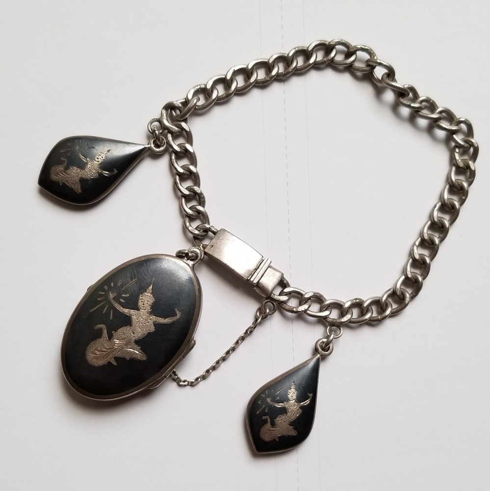 Vintage Siam Sterling Silver Niello bracelet